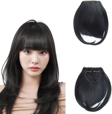 Views Black Double Clip in Bangs- Synthetic  Clip in  Extensions (Pack of 1) Hair Extension