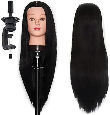 EASYOUNG Saloon Use Dummy for Styling Practice/Cutting with Stand Black Dummy Hair Extension