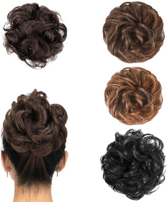 D-DIVINE Rafall Juda Bun Fashion  Extension With Elastic Rubber (Multicolor, 4PC) Hair Extension