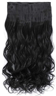 RAJKISOURIGUPTA 5 Clips 22 Inch  Extensions For Women Curly Black  Hair Extension