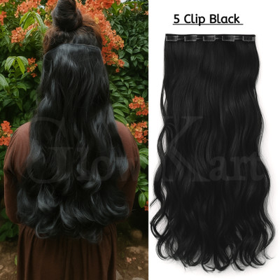 NAZARIO 24 Inch Curly Pure Black 5 Clip Hair Extension
