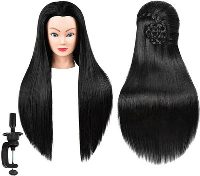 A H S Dummy Synthetic Black hair For Cutting & Styles Length 24-26  pack _1 Hair Extension