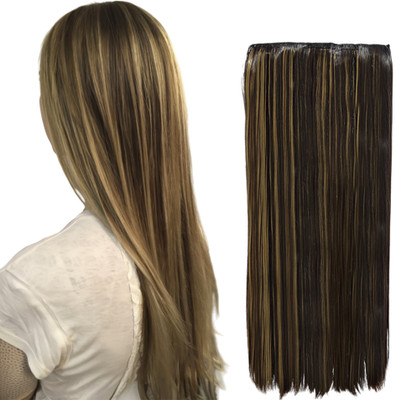 D-DIVINE Women's Clip Based Straight 5 Clip 24 inch (Pack of 1 Pcs) Hair Extension