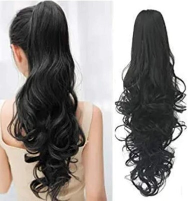 CAMOLA DEVA BLACK good length wavy/curly pony tail hair extension Hair Extension