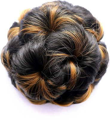 Blushia Synthetic Natural Black Golden Highlighted Artificial Hair Extension