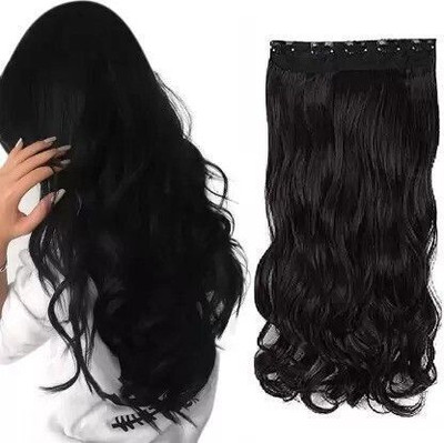 TRESS 5 Clips Based Synthetic Fiber Extension for Girls and Women (5Clips, 24 Inches) Hair Extension