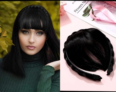 DreamExim Synthetic Wig Headband Front  Bangs Fringe  Extensions for Women & Girls Hair Extension