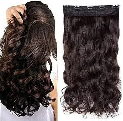 TRESS Beautiful Looks Prwmium Quality Brown Wavy 5 Clip In Hair Extension