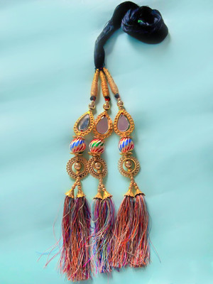 beyter Heavy square Design with Jhumka  Extension Braid Tassle Patiala Shahi Hair Extension