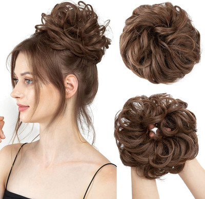 Sheetal Trader Large Messy Bun  Piece Wavy Curly Scrunchies Synthetic  Extensions Hair Extension