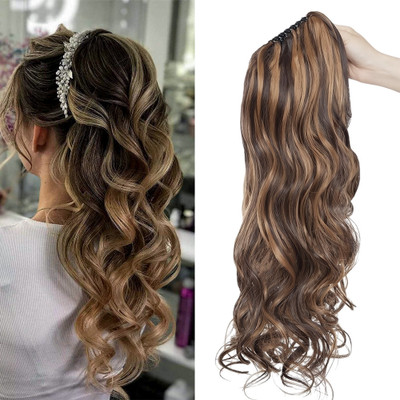 Views  Extension Clutcher based Synthetic Ponytail (Golden Highlighted) Hair Extension