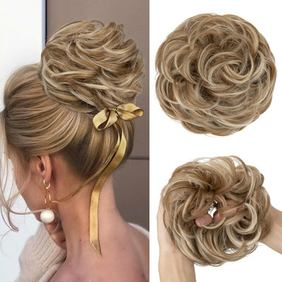 Sheetal Trader Large Messy Bun  Piece Wavy Curly Scrunchies Synthetic  Extensions Hair Extension
