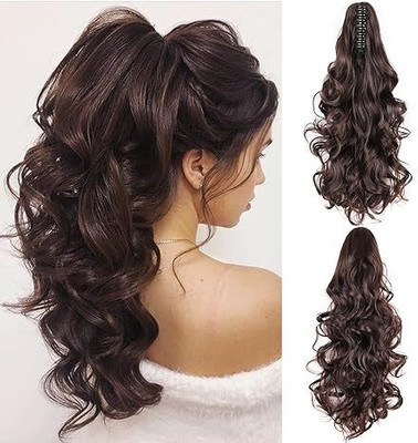 DreamExim Ponytail Extension, 22 Inch Drawstring Ponytail Extension Brown color Hair Extension