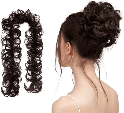 Blushia Brown Messy Frill  Extensions For Ponytail (Pack of 1) Hair Extension