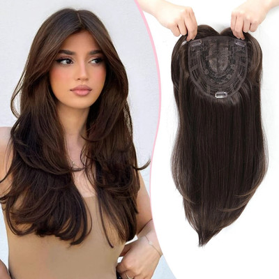 Getvock 3 Clip  Toppers Invisible Seamless Mini Volumizer Clip (Natural Black) Hair Extension