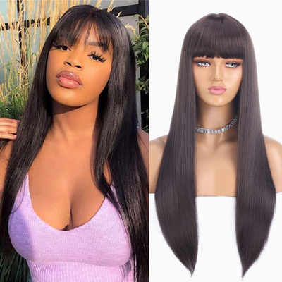 Views Straight  Wig with Front Bangs Synthetic Brown Hair Extension