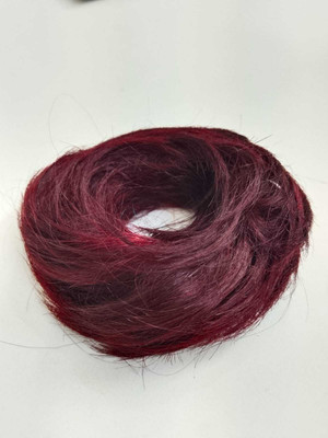 Hairologgy Burgundy Human Scrunchie Doughnut and Messy Bun, Burgundy Colour  Extension Hair Extension