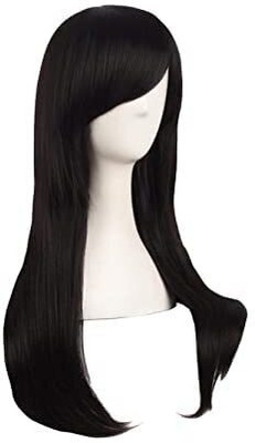 Getvock Black Straight  Wig with Front Bangs Synthetic Full Hair Extension