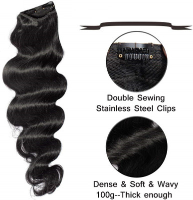 VIVIAN Beautiful Look Black Wavy  5 Clip In Hair Extension