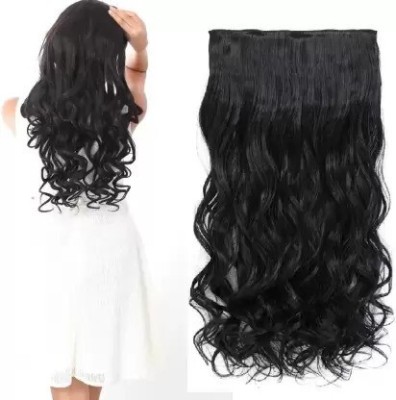 D-DIVINE Silky Soft With Premium quality 5 Clip Curly Black hair Extension in 22 inch Hair Extension