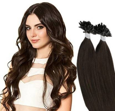 SHIVA U-Tip Double Drawn Fusion Human 16Inch Brown Color(100 Strands)  Extension Hair Extension