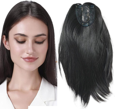 Getvock Natural Silk Base  Topper Middle Partition Long  Wig for Full Coverage Hair Extension