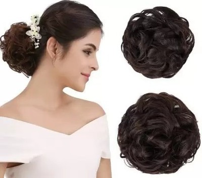 imtion 1PCS Messy Bun Piece Extension With Elastic Rubber Band in Brown Color Hair Extension