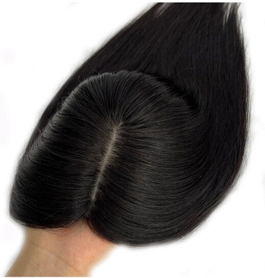 GROWTH 3x2 Silk Based Natural Black Human  Topper–14 Inch for Fuller Thick Coverage Hair Extension
