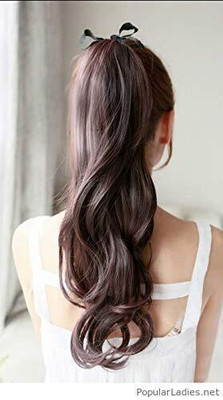 Getvock Wrap Around Synthetic Ribbon Ponytail  Extension (22 Inch, Brown) Hair Extension