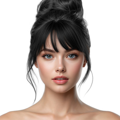 A B S Clip-In Wispy Bangs for Girls and Women Front Synthetic  Fringe (Black) Hair Extension