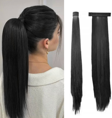 D-DIVINE Wig Natural looking Scale 24 inches Ponytail  Extension (Pack of 1) Black Hair Extension