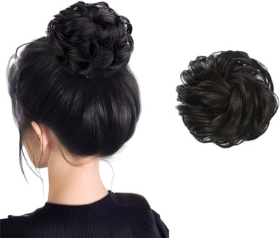 Views 1PCS Messy Bun  Piece  Extension With Elastic Rubber (Black) Hair Extension