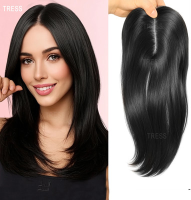 TRESS 2 Clip Closure/Topper Extension For Cover Scalp Black Hair Extension