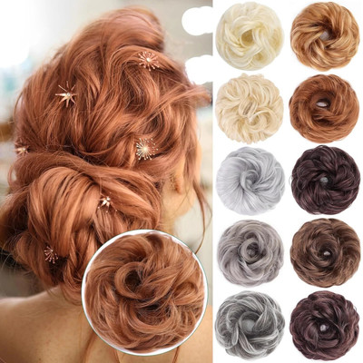 D-DIVINE Messy Bun Wavy Curly Scrunchies Ponytail Extension Synthetic  Extension Hair Extension