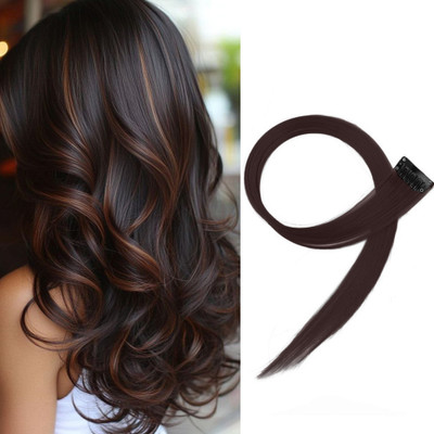 D-DIVINE 2 Pcs Single Clip Synthetic  Extension/Patch, 20 Inch (Brown) Hair Extension