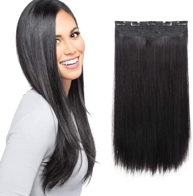 Blushia 5 Clips Based 24 inch Black Straight High Quality  Extensions for Women Hair Extension