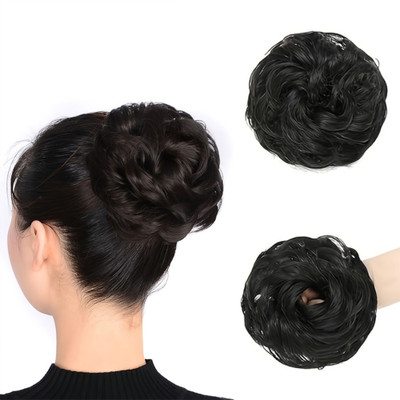 Views Messy Bun  Piece  Extension With Elastic Black, 1PC Hair Extension