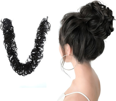 Views Black Elastic Long  Frill Multi Purpose Bride Casual  (Black) Hair Extension