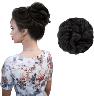 D-DIVINE Black 1PCS Messy Bun  Piece  Extension (Pack of 1) Hair Extension
