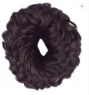 El Cabell Messy Bun  Piece Wavy Curly Scrunchies Synthetic Brown Ponytail 2pcs Hair Extension