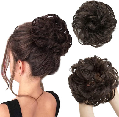 D-DIVINE Messy Bun  Piece Synthetic  Scrunchie/ Extension With Elastic Rubber Hair Extension
