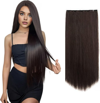 TRESS Silky  Extensions Women Straight  Extension 5 Clips in Brown color Hair Extension