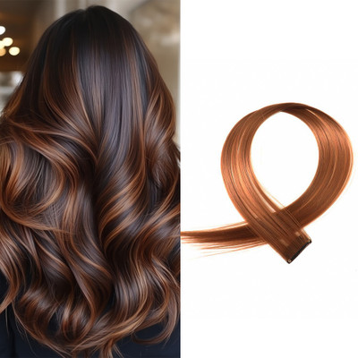 D-DIVINE 2Pc Fake  Streak Colored Extension Highlighter (Dark Golden) Hair Extension