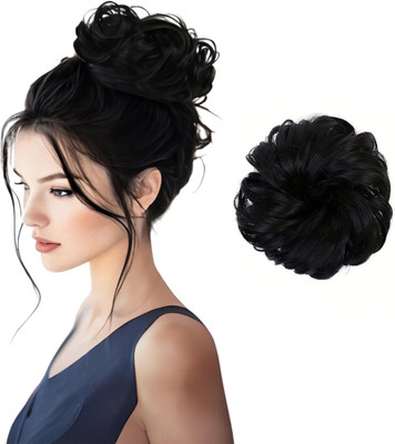 D-DIVINE 1PCS Messy Bun  Piece Synthetic  Extension (Black Color) Hair Extension