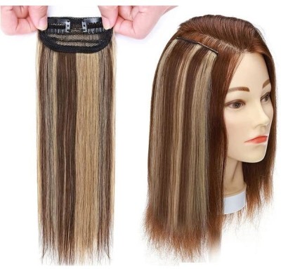 CADENZAHAIR Highlights 2Clipin Remy Straight Side Bangs Patch Volume Wig Real Human 4inch Hair Extension