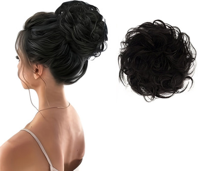 Getvock 1PCS Messy Bun  Piece  Extension With Elastic Rubber Black Hair Extension