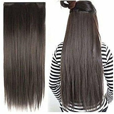 EASYOUNG 5 Clip based Synthetic  Extension Brown Color | 24 inches Hair Extension