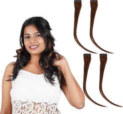 RefynHair Women Natural Human  Chocolate Brown Color 10 Inches With Pack of 4 Hair Extension