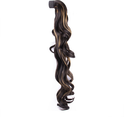 Stasia Street SEMI CURLY DARK BROWN PONYTAIL WITH GOLDEN HIGHLIGHTS Hair Extension