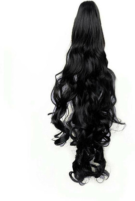 Blushia Synthetic Curly Ponytail With Attached Clip Black Color-20 inches  Extension Hair Extension